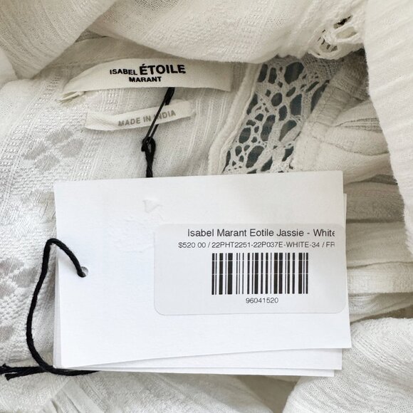 Isabel Marant Etoile "Jassie" Blouse in White, Size 34 (fits like XS) - Picture 5 of 14